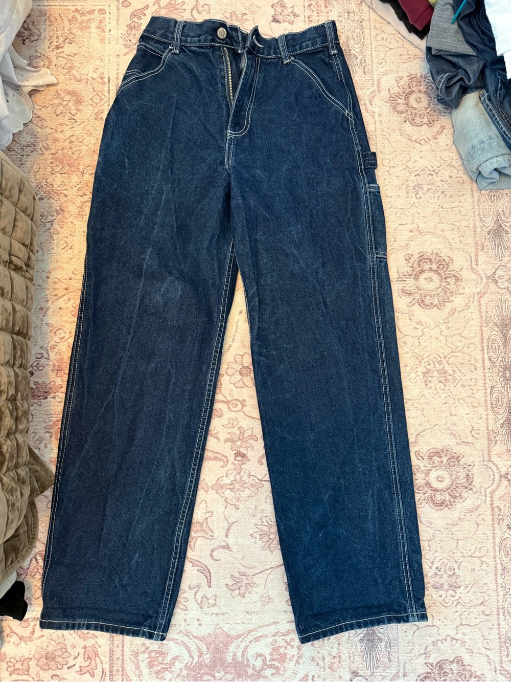 Brandy Melville Men's Dark Blue Straight-Leg Jeans